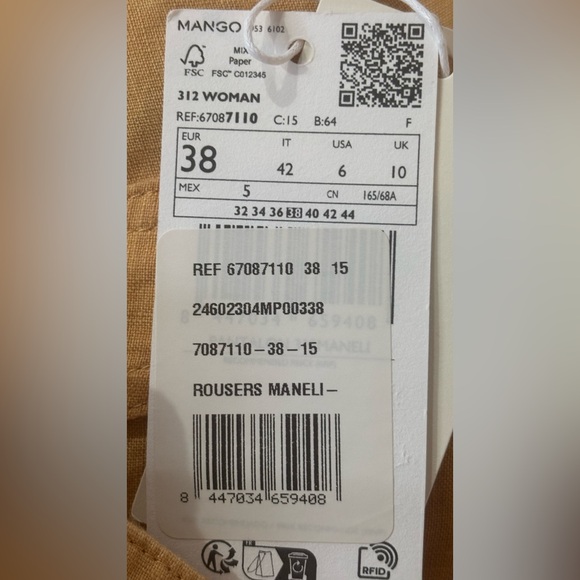 Mango Wide Leg Orange Pants for Women - Picture 11 of 11